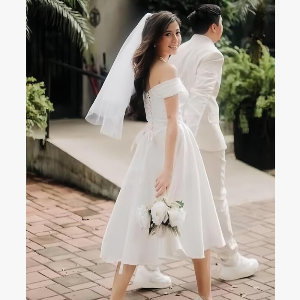 Elegant White Off-Shoulder Dress - Only Tried On Once!